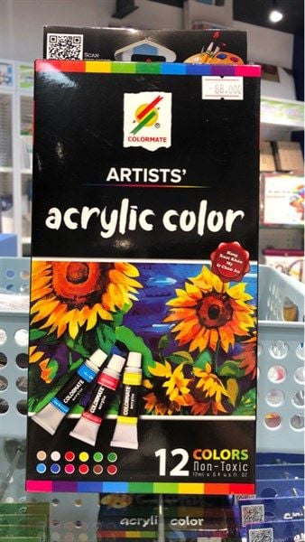 Hộp Giấy 12 Tuýp Màu Acrylic-Colormate - Hình ảnh 2
